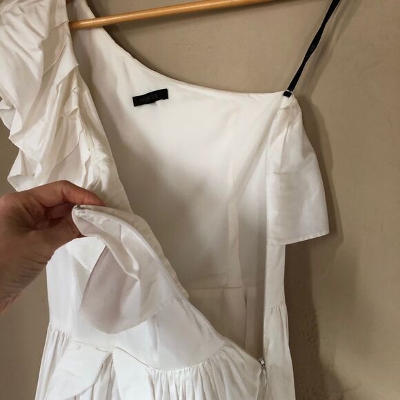 Rachel Zoe White One Shoulder Statement Ruffle Mini Dress Sz 2 Coquette - Picture 6 of 9